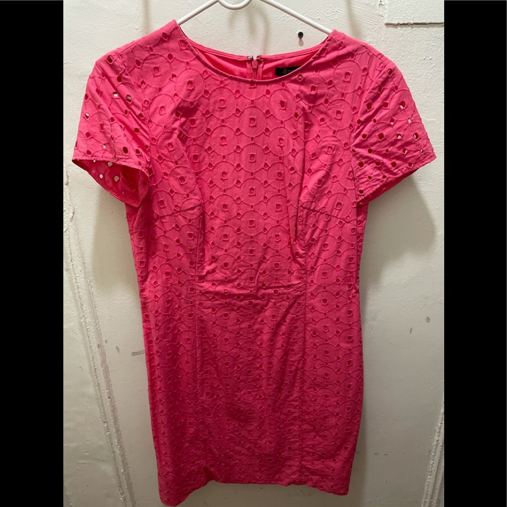 Pink eyelet midi dress